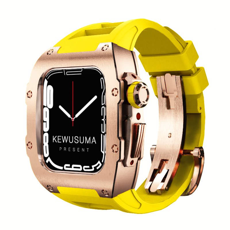 Golden Titan Apple Watch Case | Rose Gold Titanium | Kewusuma